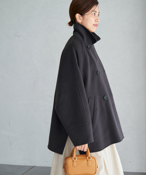 IENA(イエナ)の「《WEB限定/追加2》スーパー160ダブルフェイスショートコート(その他アウター・レディース・チャコールグレー/ネイビー・36/38)」の4枚目の写真