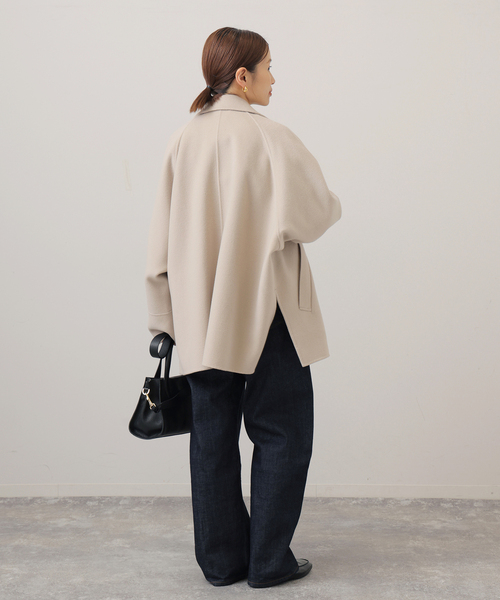 IENA スーパー160ダブルフェイスショートコート ベージュ38 追加》スーパー160ダブルフェイスショートコート（その他ブルゾン