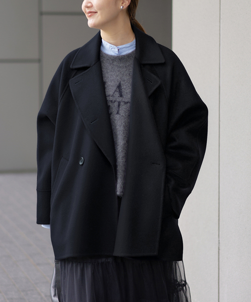 IENA(イエナ)の「《WEB限定/追加2》スーパー160ダブルフェイスショートコート(その他アウター・レディース・チャコールグレー/ネイビー・36/38)」の18枚目の写真