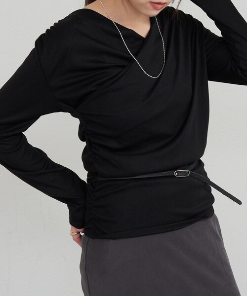 SHENERY（シーナリー）の「カシュクールカットソー（Tシャツ/カットソー・レディース・ブラック/グレー/オフホワイト・FREE）」の6枚目の写真