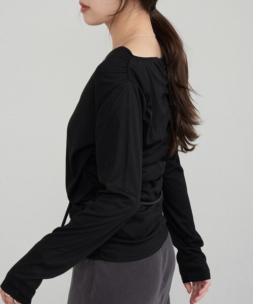 SHENERY（シーナリー）の「カシュクールカットソー（Tシャツ/カットソー・レディース・ブラック/グレー/オフホワイト・FREE）」の7枚目の写真