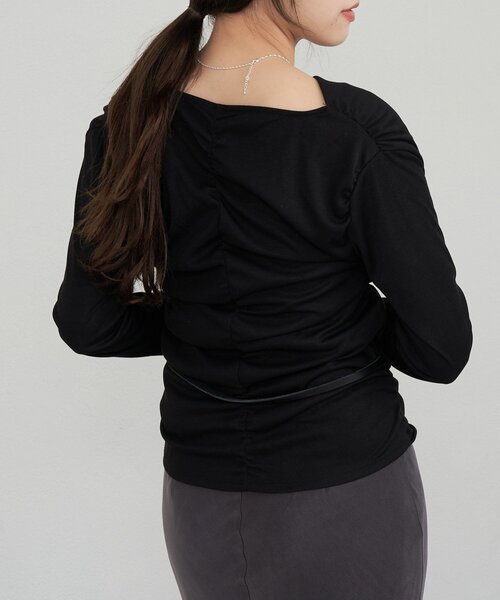 SHENERY（シーナリー）の「カシュクールカットソー（Tシャツ/カットソー・レディース・ブラック/グレー/オフホワイト・FREE）」の9枚目の写真