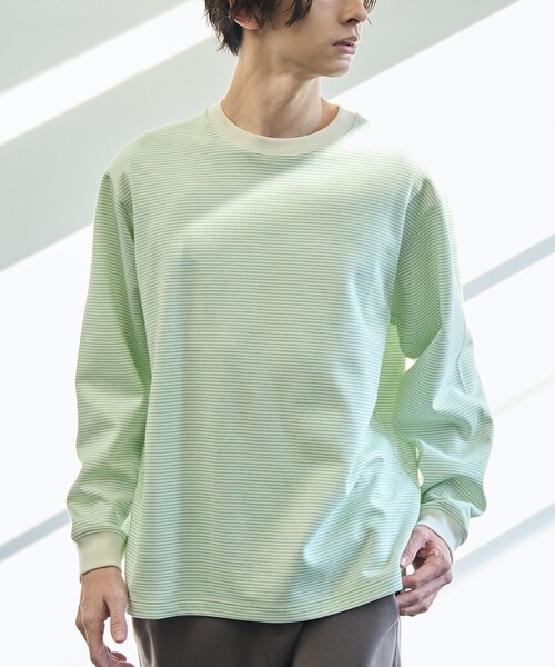 coen(コーエン)の「【好評につき新色追加】クリーンプラス ボーダーロングスリーブTシャツ【抗菌防臭・防汚(食品汚れ)・UVカット】(Tシャツ/カットソー・メンズ・マスタード/ブラック/ネイビー/クリーム・XL/L/M/S)」の2枚目の写真