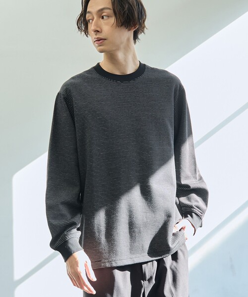 coen(コーエン)の「【好評につき新色追加】クリーンプラス ボーダーロングスリーブTシャツ【抗菌防臭・防汚(食品汚れ)・UVカット】(Tシャツ/カットソー・メンズ・マスタード/ブラック/ネイビー/クリーム・XL/L/M/S)」の1枚目の写真