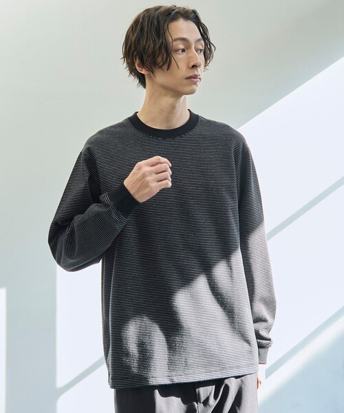 coen(コーエン)の「【好評につき新色追加】クリーンプラス ボーダーロングスリーブTシャツ【抗菌防臭・防汚(食品汚れ)・UVカット】(Tシャツ/カットソー・メンズ・マスタード/ブラック/ネイビー/クリーム・XL/L/M/S)」の8枚目の写真