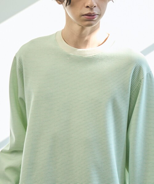 coen(コーエン)の「【好評につき新色追加】クリーンプラス ボーダーロングスリーブTシャツ【抗菌防臭・防汚(食品汚れ)・UVカット】(Tシャツ/カットソー・メンズ・マスタード/ブラック/ネイビー/クリーム・XL/L/M/S)」の14枚目の写真