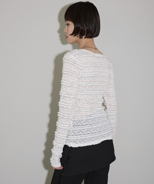 leimn(レイムン)の「フリルレーストップス(Tシャツ/カットソー・レディース・ホワイト/ブラック・FREE)」の3枚目の写真