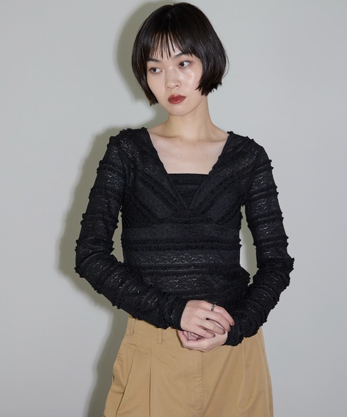 leimn(レイムン)の「フリルレーストップス(Tシャツ/カットソー・レディース・ホワイト/ブラック・FREE)」の14枚目の写真