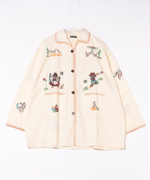 チャイハネ（チャイハネ）の「【チャイハネ】ベラディアMEN'Sシャツ（シャツ/ブラウス・メンズ・ブラウン/ホワイト・FREE）」の2枚目の写真