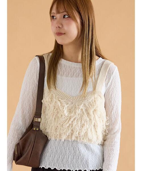 ehka sopo（エヘカソポ）の「ループ編みニットビスチェ（ニット/セーター・レディース・ブラック/ブラウン/キナリ・F）」の2枚目の写真