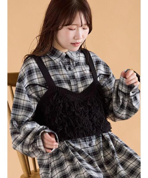 ehka sopo（エヘカソポ）の「ループ編みニットビスチェ（ニット/セーター・レディース・ブラック/ブラウン/キナリ・F）」の3枚目の写真