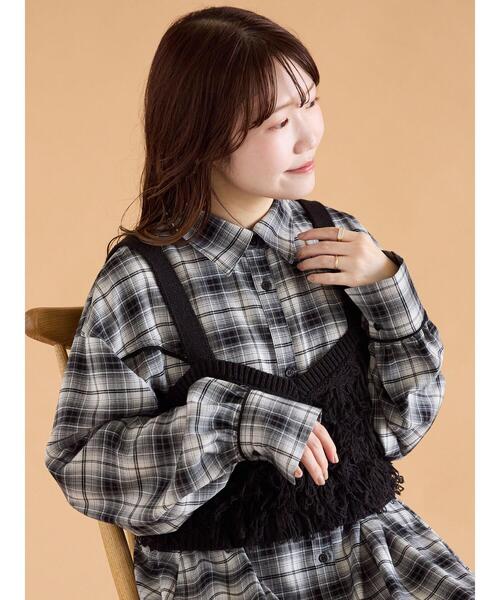 ehka sopo（エヘカソポ）の「ループ編みニットビスチェ（ニット/セーター・レディース・ブラック/ブラウン/キナリ・F）」の22枚目の写真