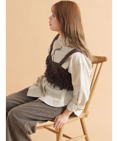 ehka sopo（エヘカソポ）の「ループ編みニットビスチェ（ニット/セーター・レディース・ブラック/ブラウン/キナリ・F）」の7枚目の写真