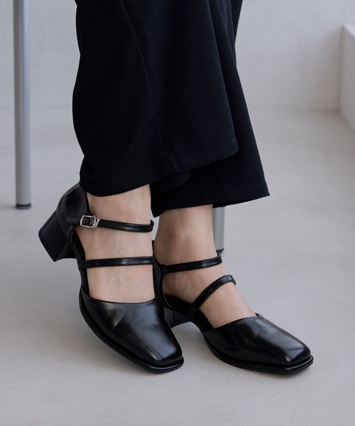 forksy.】【オケージョン対応】スクエアトゥダブルストラップ