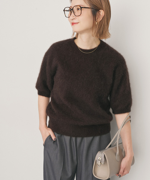 Spick & Span(スピックアンドスパン)の「FOX/ALPACAハーフスリーブニット(ニット/セーター・レディース・ピンク系その他/ブラウン・FREE)」の11枚目の写真