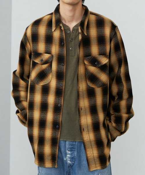 Lee（リー）の「Lee/リー NEL WORK SHIRTS/ネルワークシャツ オンブレチェック（シャツ/ブラウス・メンズ・ブルー/ブラウン/ブラック・SMALL/MEDIUM/LARGE/X-LARGE）」の2枚目の写真