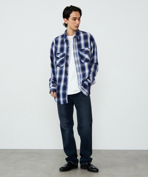 Lee（リー）の「Lee/リー NEL WORK SHIRTS/ネルワークシャツ オンブレチェック（シャツ/ブラウス・メンズ・ブルー/ブラウン/ブラック・SMALL/MEDIUM/LARGE/X-LARGE）」の20枚目の写真