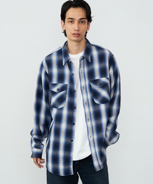 Lee（リー）の「Lee/リー NEL WORK SHIRTS/ネルワークシャツ オンブレチェック（シャツ/ブラウス・メンズ・ブルー/ブラウン/ブラック・SMALL/MEDIUM/LARGE/X-LARGE）」の11枚目の写真