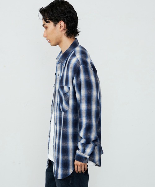 Lee（リー）の「Lee/リー NEL WORK SHIRTS/ネルワークシャツ オンブレチェック（シャツ/ブラウス・メンズ・ブルー/ブラウン/ブラック・SMALL/MEDIUM/LARGE/X-LARGE）」の16枚目の写真