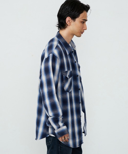 Lee（リー）の「Lee/リー NEL WORK SHIRTS/ネルワークシャツ オンブレチェック（シャツ/ブラウス・メンズ・ブルー/ブラウン/ブラック・SMALL/MEDIUM/LARGE/X-LARGE）」の6枚目の写真