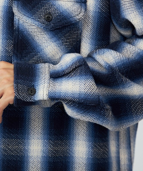 Lee（リー）の「Lee/リー NEL WORK SHIRTS/ネルワークシャツ オンブレチェック（シャツ/ブラウス・メンズ・ブルー/ブラウン/ブラック・SMALL/MEDIUM/LARGE/X-LARGE）」の7枚目の写真