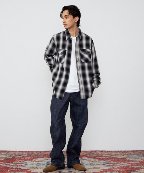 Lee（リー）の「Lee/リー NEL WORK SHIRTS/ネルワークシャツ オンブレチェック（シャツ/ブラウス・メンズ・ブルー/ブラウン/ブラック・SMALL/MEDIUM/LARGE/X-LARGE）」の15枚目の写真