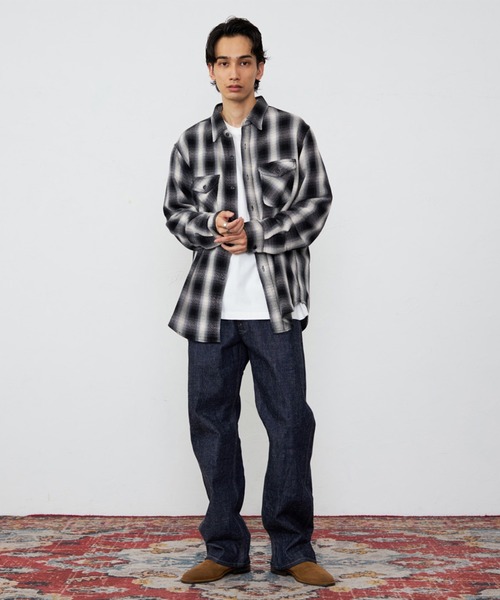 Lee（リー）の「Lee/リー NEL WORK SHIRTS/ネルワークシャツ オンブレチェック（シャツ/ブラウス・メンズ・ブルー/ブラウン/ブラック・SMALL/MEDIUM/LARGE/X-LARGE）」の12枚目の写真