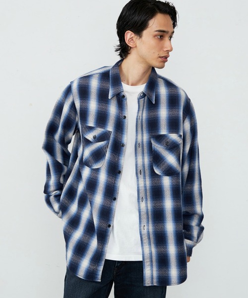 Lee（リー）の「Lee/リー NEL WORK SHIRTS/ネルワークシャツ オンブレチェック（シャツ/ブラウス・メンズ・ブルー/ブラウン/ブラック・SMALL/MEDIUM/LARGE/X-LARGE）」の19枚目の写真