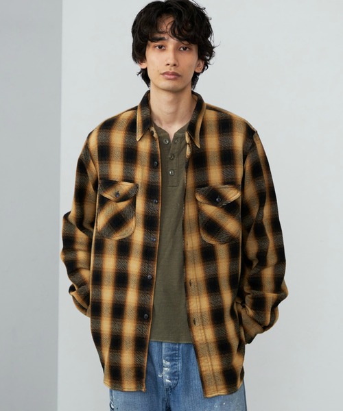 Lee（リー）の「Lee/リー NEL WORK SHIRTS/ネルワークシャツ オンブレチェック（シャツ/ブラウス・メンズ・ブルー/ブラウン/ブラック・SMALL/MEDIUM/LARGE/X-LARGE）」の5枚目の写真