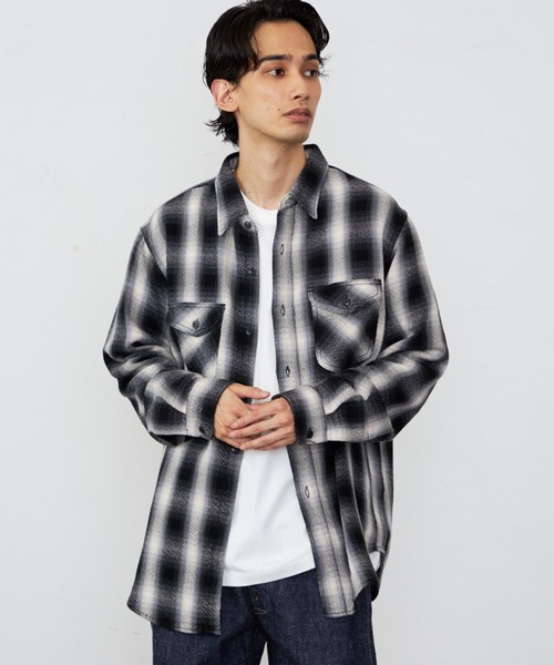 Lee（リー）の「Lee/リー NEL WORK SHIRTS/ネルワークシャツ オンブレチェック（シャツ/ブラウス・メンズ・ブルー/ブラウン/ブラック・SMALL/MEDIUM/LARGE/X-LARGE）」の4枚目の写真