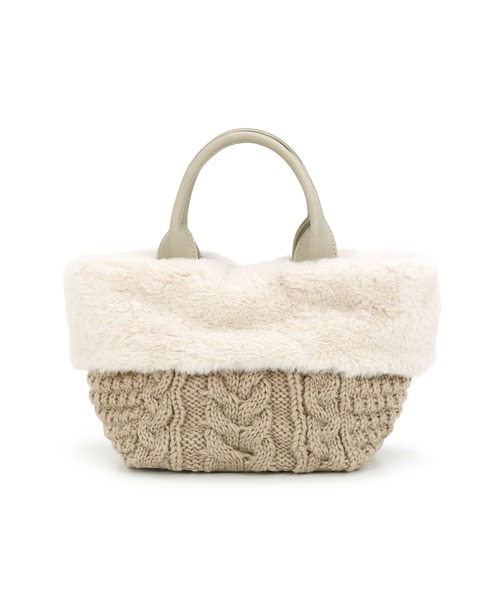 T・S・L（ティーエスエル）の「ニットフェイクファートートバッグ（トートバッグ・レディース・モカ/アイボリー/ブラック・FREE）」の12枚目の写真