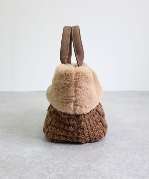 T・S・L（ティーエスエル）の「ニットフェイクファートートバッグ（トートバッグ・レディース・モカ/アイボリー/ブラック・FREE）」の21枚目の写真