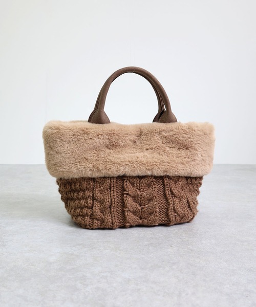 T・S・L（ティーエスエル）の「ニットフェイクファートートバッグ（トートバッグ・レディース・モカ/アイボリー/ブラック・FREE）」の22枚目の写真