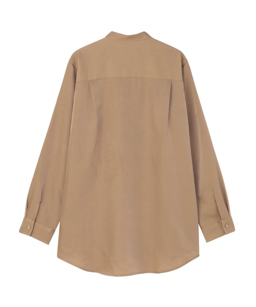 TOKYO SHIRTS(トウキョウシャツ)の「サテン ワイドシルエット スタンドシャツ(シャツ/ブラウス・レディース・ブラウン/ホワイト・M/L/LL)」の5枚目の写真