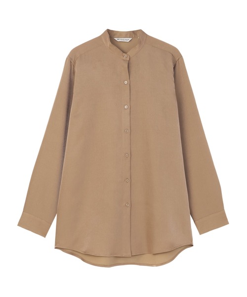TOKYO SHIRTS(トウキョウシャツ)の「サテン ワイドシルエット スタンドシャツ(シャツ/ブラウス・レディース・ブラウン/ホワイト・M/L/LL)」の4枚目の写真