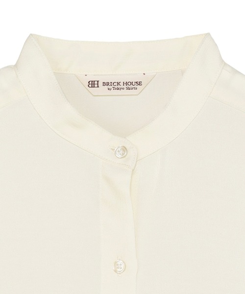 TOKYO SHIRTS(トウキョウシャツ)の「サテン ワイドシルエット スタンドシャツ(シャツ/ブラウス・レディース・ブラウン/ホワイト・M/L/LL)」の13枚目の写真