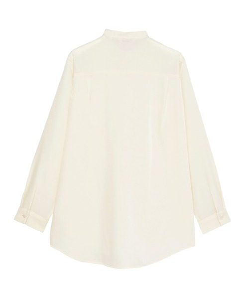 TOKYO SHIRTS(トウキョウシャツ)の「サテン ワイドシルエット スタンドシャツ(シャツ/ブラウス・レディース・ブラウン/ホワイト・M/L/LL)」の12枚目の写真