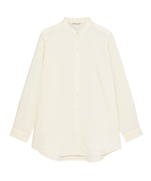 TOKYO SHIRTS(トウキョウシャツ)の「サテン ワイドシルエット スタンドシャツ(シャツ/ブラウス・レディース・ブラウン/ホワイト・M/L/LL)」の11枚目の写真