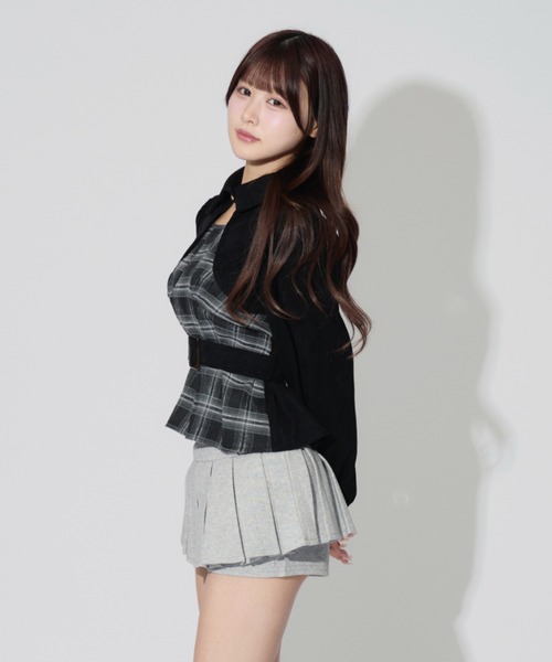 ALLuRing ChaRm（アリュリングチャーム）の「Layered Corduroy Check Tops / レイヤードコーデュロイチェックトップス（シャツ/ブラウス・レディース・ブラウン/ブラック・FREE）」の5枚目の写真