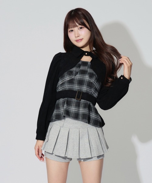 ALLuRing ChaRm（アリュリングチャーム）の「Layered Corduroy Check Tops / レイヤードコーデュロイチェックトップス（シャツ/ブラウス・レディース・ブラウン/ブラック・FREE）」の4枚目の写真