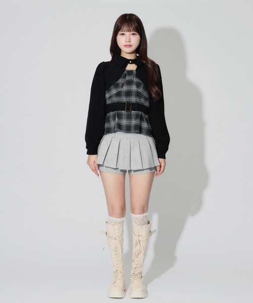 ALLuRing ChaRm（アリュリングチャーム）の「Layered Corduroy Check Tops / レイヤードコーデュロイチェックトップス（シャツ/ブラウス・レディース・ブラウン/ブラック・FREE）」の6枚目の写真