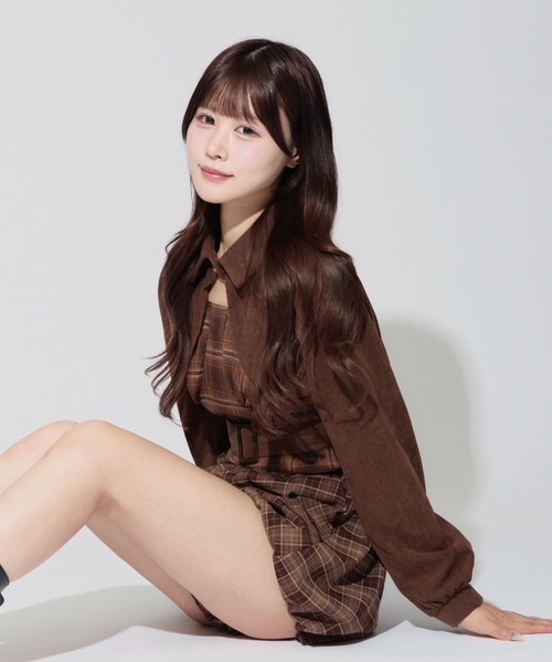 ALLuRing ChaRm（アリュリングチャーム）の「Layered Corduroy Check Tops / レイヤードコーデュロイチェックトップス（シャツ/ブラウス・レディース・ブラウン/ブラック・FREE）」の16枚目の写真