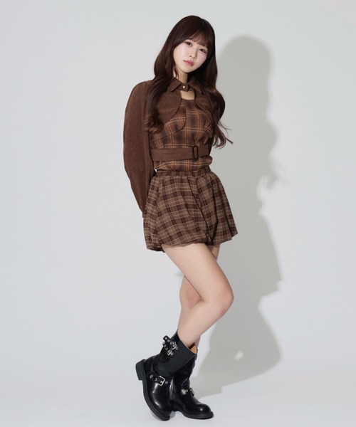 ALLuRing ChaRm（アリュリングチャーム）の「Layered Corduroy Check Tops / レイヤードコーデュロイチェックトップス（シャツ/ブラウス・レディース・ブラウン/ブラック・FREE）」の15枚目の写真