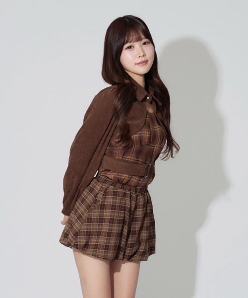 ALLuRing ChaRm（アリュリングチャーム）の「Layered Corduroy Check Tops / レイヤードコーデュロイチェックトップス（シャツ/ブラウス・レディース・ブラウン/ブラック・FREE）」の11枚目の写真