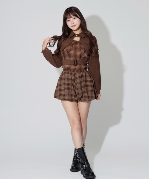 ALLuRing ChaRm（アリュリングチャーム）の「Layered Corduroy Check Tops / レイヤードコーデュロイチェックトップス（シャツ/ブラウス・レディース・ブラウン/ブラック・FREE）」の14枚目の写真