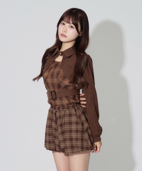ALLuRing ChaRm（アリュリングチャーム）の「Layered Corduroy Check Tops / レイヤードコーデュロイチェックトップス（シャツ/ブラウス・レディース・ブラウン/ブラック・FREE）」の10枚目の写真