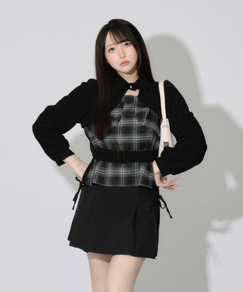 ALLuRing ChaRm（アリュリングチャーム）の「Layered Corduroy Check Tops / レイヤードコーデュロイチェックトップス（シャツ/ブラウス・レディース・ブラウン/ブラック・FREE）」の21枚目の写真