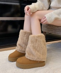 厚底ファーカバームートンブーツ