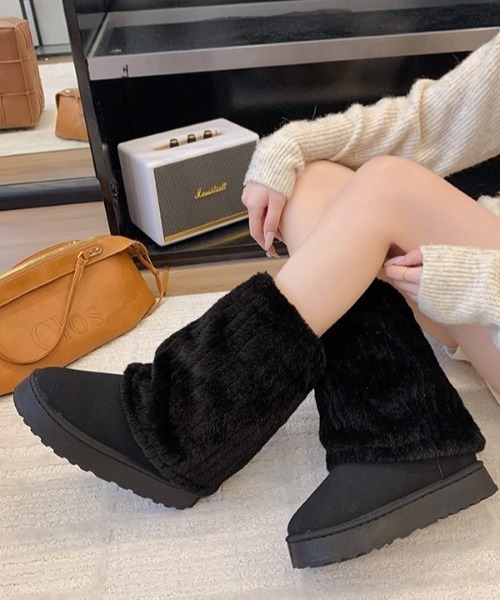 yuue' ( wear )(ユーイ)の「厚底ファーカバームートンブーツ(ブーツ・レディース・ベージュ/ライトベージュ/ブラック・23.5cm/24.5cm)」の16枚目の写真