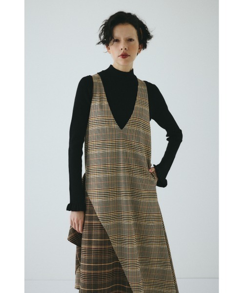 HeRIN.CYE(ヘリンドットサイ)の「V design check dress Vデザインチェックドレス(ワンピース・レディース・ブラウン系その他/グレー系その他・36/38)」の5枚目の写真